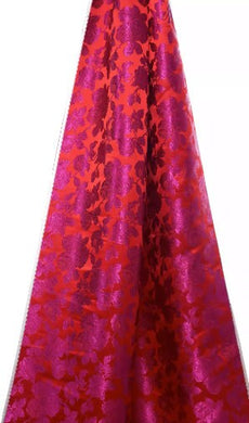 Chinese style cheongsam fabric, classical red flowers silk jacquard fabric
