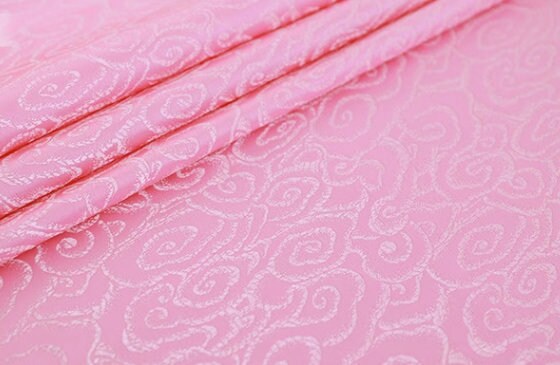 Pink color brocade fabric, jacquard fabric, by the yard