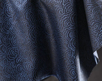 Water patterned jacquard fabric, navy blue jacquard fabric, by the yard