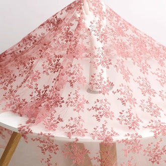 Pink color mesh fabric with floral style, mesh fabric, mesh lace fabric, curtains mesh fabric-WHY004