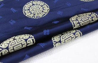 Chinese style red/navy blue color brocade satin fabric, cushion fabric, Fu Shou style fabric, beautiful meaning  pattern fabric