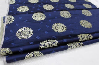Chinese style red/navy blue color brocade satin fabric, cushion fabric, Fu Shou style fabric, beautiful meaning  pattern fabric