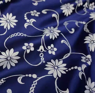 Chinese Traditional Auspicious Patterns Fabric, Navy Blue Brocade Fabric, Jacquard Fabric, Lucky Pattern Fabric