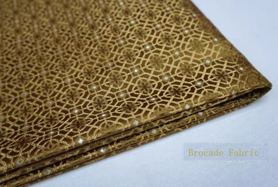 Chinese Traditional Auspicious Patterns Fabric, Brown yellow Brocade Fabric, Jacquard Fabric, Lucky Pattern Fabric