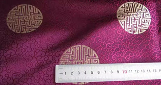 Chinese Traditional Auspicious Patterns Fabric, Purple Red Gold Brocade Fabric, Jacquard Fabric, Lucky Pattern Fabric