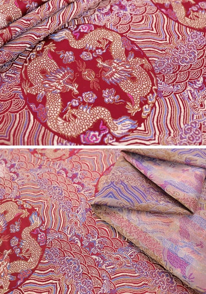 Chinese Traditional Auspicious Patterns Fabric, Dragon Style Brocade Fabric, Jacquard Fabric, Lucky Pattern Fabric