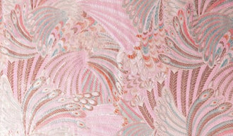 Pink color brocade fabric with peacock feather style, jacquard fabric, Cosplay dress fabric, by the yard