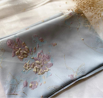 3 Color light blue/light pink/red color Butterfly jacquard fabric, relief fabric, fabric by the yard