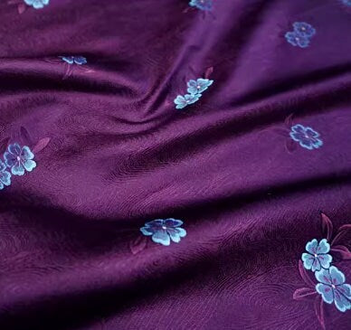 Deep purple peach blossom brocade fabric, jacqurad fabric, cheongsam, Hanfu, Cosplay dress fabric