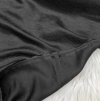 Auspicious Cloud Pattern Black Color Jacquard Silk Fabric Chinese Cheongsam Clothing Silk Fabric