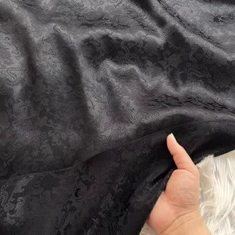Dragon Pattern Black Color Jacquard Silk Fabric Chinese Cheongsam Clothing Silk Fabric