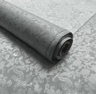 Dragon Pattern Grey Color Jacquard Silk Fabric Chinese Cheongsam Clothing Silk Fabric