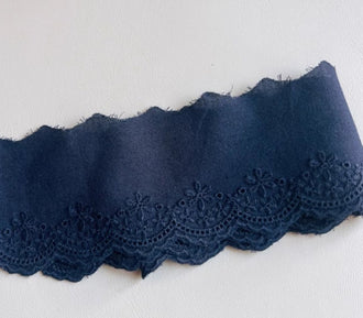 SALE, Navy blue color lace trim, cotton lace Trim, DIY Dress lace Trim, Wedding accessories by the yard - 2.36" wide 2 yards long