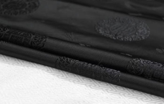 Chinese style black/coffee/blue/gold color brocade satin fabric, cushion fabric, Fu Shou style fabric, beautiful meaning  pattern fabric