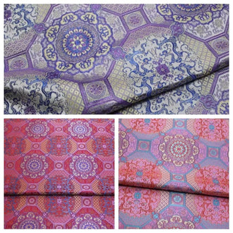 Chinese style red/pink/orange/dark blue color brocade satin fabric, cushion fabric, Fu Shou style fabric, beautiful meaning  pattern fabric