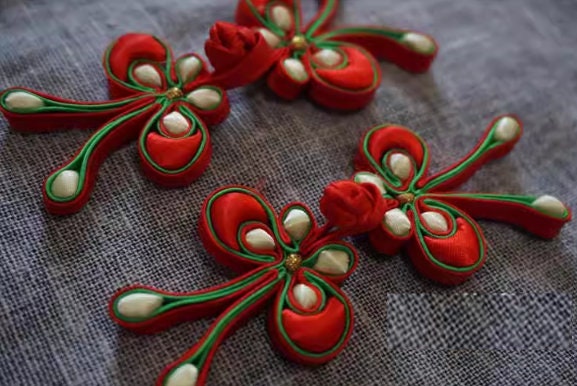 7 Color Butterfly Style Cheongsam Frog Buttons, Frog Closure, Fastener, Cheongsam Chinese knot Buttons,Handmade Sewing For 1 Pair