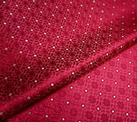 Chinese Traditional Auspicious Patterns Fabric, Dark Red Brocade Fabric, Jacquard Fabric, Lucky Pattern Fabric