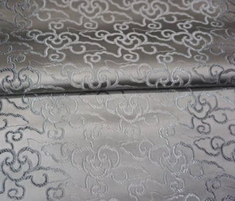 Chinese Traditional Auspicious Patterns Fabric, Silver Grey Brocade Fabric, Jacquard Fabric, Lucky Pattern Fabric