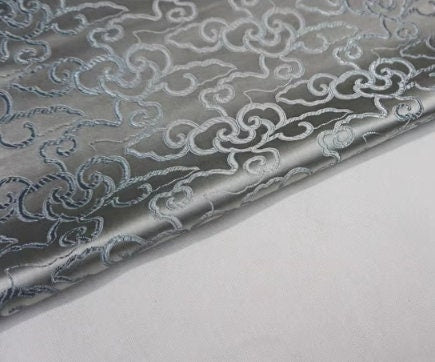 Chinese Traditional Auspicious Patterns Fabric, Silver Grey Brocade Fabric, Jacquard Fabric, Lucky Pattern Fabric