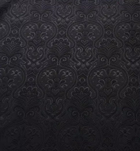 High quality jacquard fabric, black  color jacquard fabric, wedding dress fabric, for jacket dress, by the yard