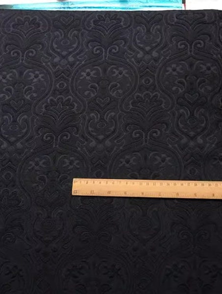 High quality jacquard fabric, black  color jacquard fabric, wedding dress fabric, for jacket dress, by the yard