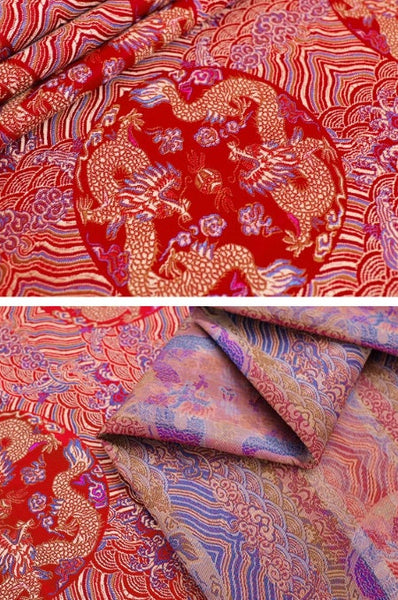 Chinese Traditional Auspicious Patterns Fabric, Dragon Style Brocade Fabric, Jacquard Fabric, Lucky Pattern Fabric