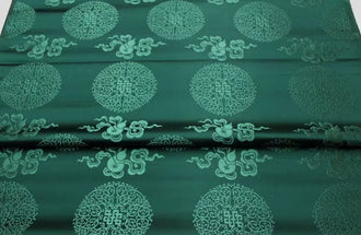 Dark green color gourd pattern brocade fabric, jacquard fabric, by the yard