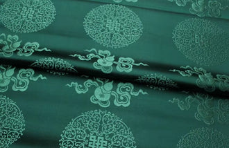 Dark green color gourd pattern brocade fabric, jacquard fabric, by the yard