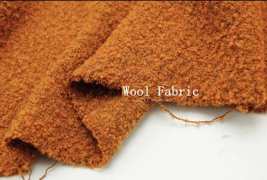 Organe yellow color wool fabric, woven tweed fabric, Autumn fabric, by the yard