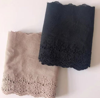SALE, Khaki /black color lace trim, cotton lace Trim, DIY Dress lace Trim, Wedding accessories by the yard - 4.33" wide 2 yards long
