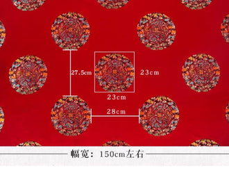 Dark green/red color jacquard fabric, brocade fabric, dragon style brocade fabric, by the yard