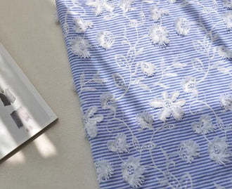 30%OFF, Cotton fabric with  Daisy fabric by the yard, Embroidered daisy fabric, wholesale fabric