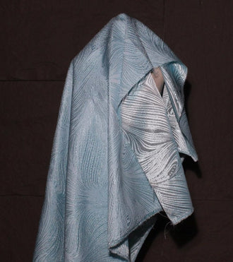 Blue three-dimensional texture double-sided jacquard fabric Hanfu dress designer fabric
