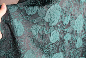 Green plum blossom texture embroidery, irregular jacquard fabric, dress, qipao, clothing designer fabric