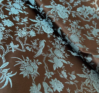Coffee color brocade fabric, jacquard fabric, by the yard