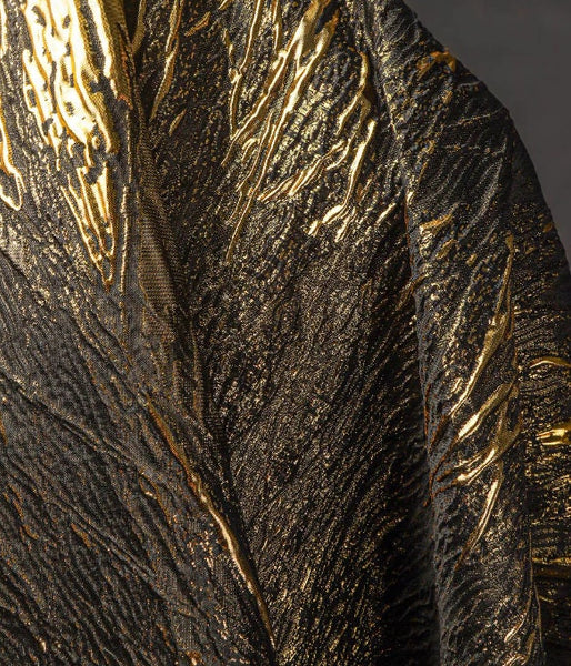 Black gold color/blue gold color jacquard fabric, fashion jacket jacquard fabric, wedding dress fabric, by the yard