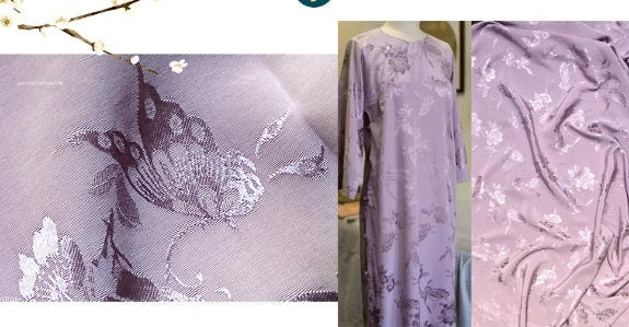 Chinese style purple pink butterfly fabric, thin jacquard fabric, silk artificial cotton fabric shirt, qipao, Hanfu fabric