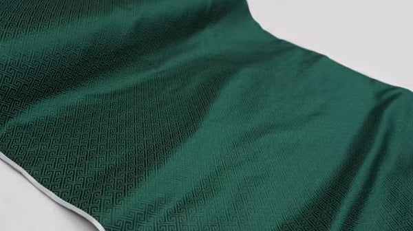 Dark green color brocade fabric, jacquard fabric, by the yard