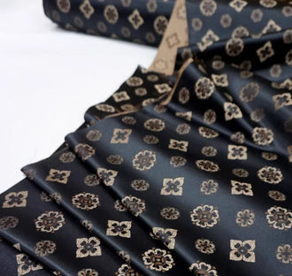 Black color brocade fabric, jacquard fabric, Chinese patterns brocade fabric,  by the yard