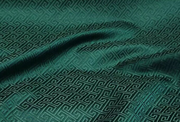 Dark green color brocade fabric, jacquard fabric, by the yard
