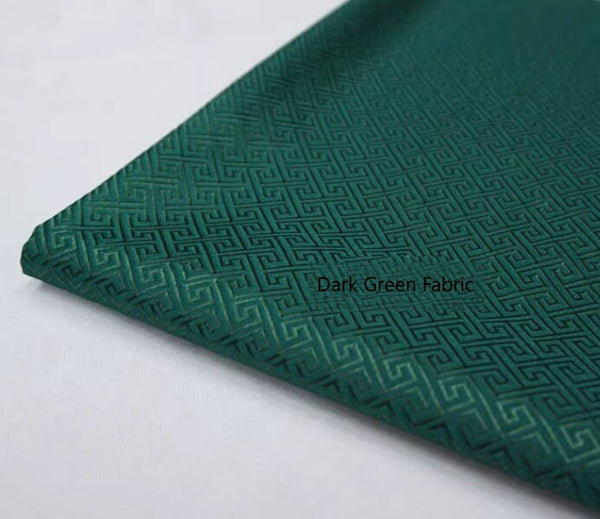 Dark green color brocade fabric, jacquard fabric, by the yard