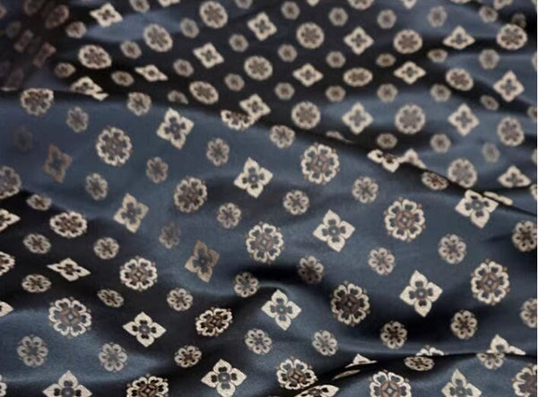 Black color brocade fabric, jacquard fabric, Chinese patterns brocade fabric,  by the yard
