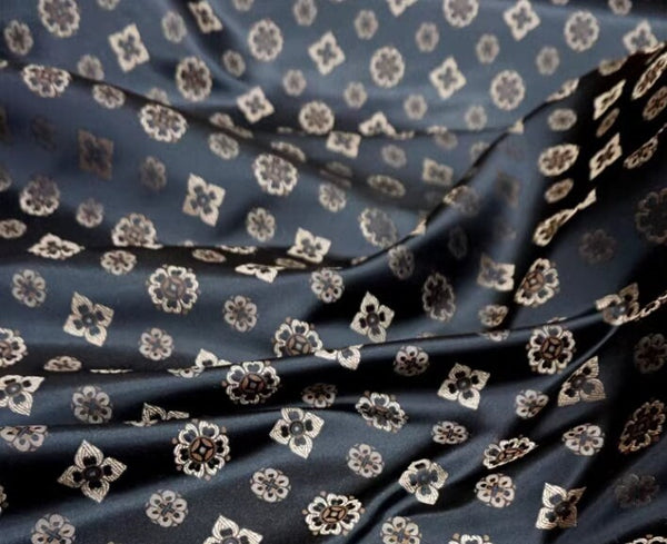 Black color brocade fabric, jacquard fabric, Chinese patterns brocade fabric,  by the yard