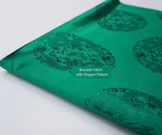 Green color brocade fabric with dragon pattern, jacquard fabric, Chinese patterns brocade fabric,  by the yard