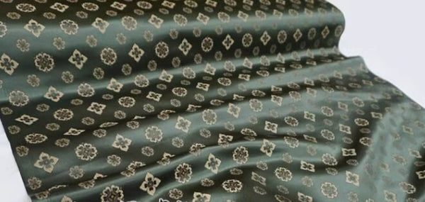 Grey green color brocade fabric, jacquard fabric, Chinese patterns brocade fabric,  by the yard