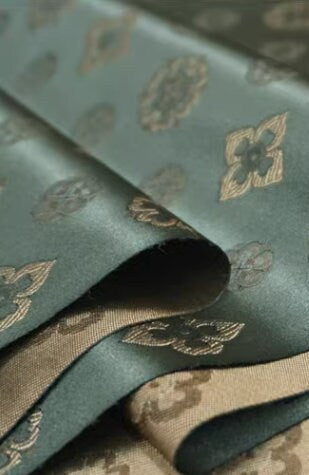 Grey green color brocade fabric, jacquard fabric, Chinese patterns brocade fabric,  by the yard