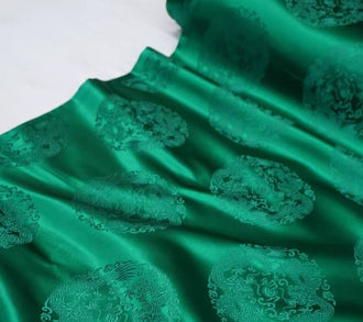 Dark green brocade fabric with dragon pattern, jacquard fabric, cosplay fabric, by the yard