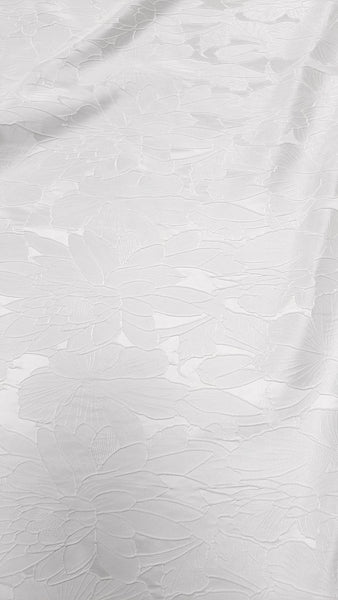 High Quality Off-White Color Fashion Jacquard Fabric, Lotus Pattern 3D Texture Jacquard Fabric, Wedding Fabric