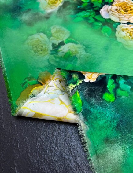 Spring fabric wide silk fabric, green color stretch silk fabric, peony pattern silk stretch satin,, fabric by the yard