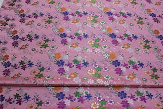 Pink color brocade fabric with flora pattern, jacquard fabric,  cosplay dress fabric, by the yard
